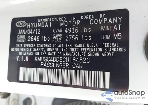 2012 Hyundai Genesis 3.8 из США, поврежденный, VIN KMHGC4DD8CU184526